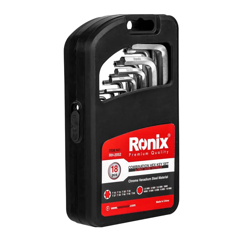 مجموعه ۱۸ عددی آچار آلن بلند ترکیبی Ronix مدل RH-2052